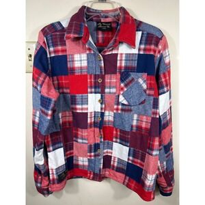 The Vermont Flannel Co Patchwork‎ Plaid Button Up Shirt Womens L Red Lumber Jane